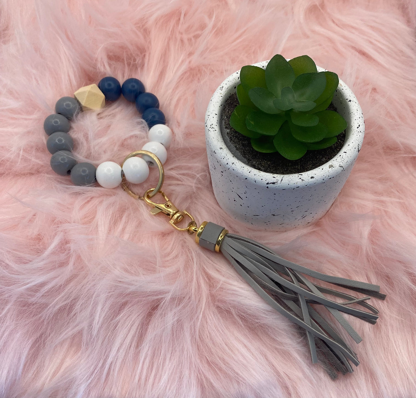 Silicone Beads Wrislet Keychain